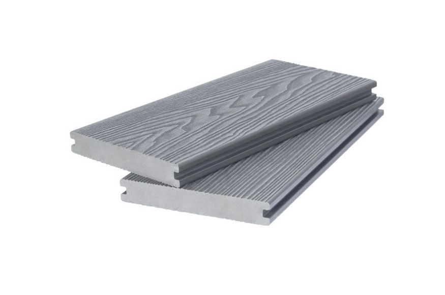 Двухсторонняя полнотелая террасная доска с 3D фактурой дерева POLIVAN GROUP SINGARAJA серого цвета. купить в Новороссийске