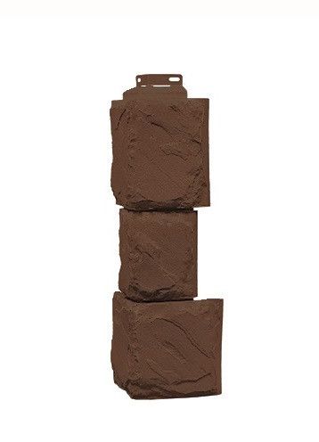 Угол фасадного сайдинга «Камень крупный» коричневого цвета купить в Новороссийске