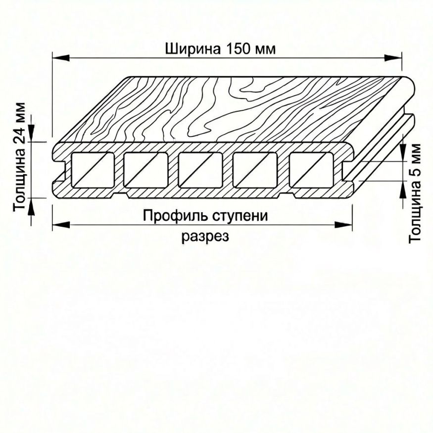 Террасная доска ДПК GardenParkett Патио, Графит купить в Новороссийске