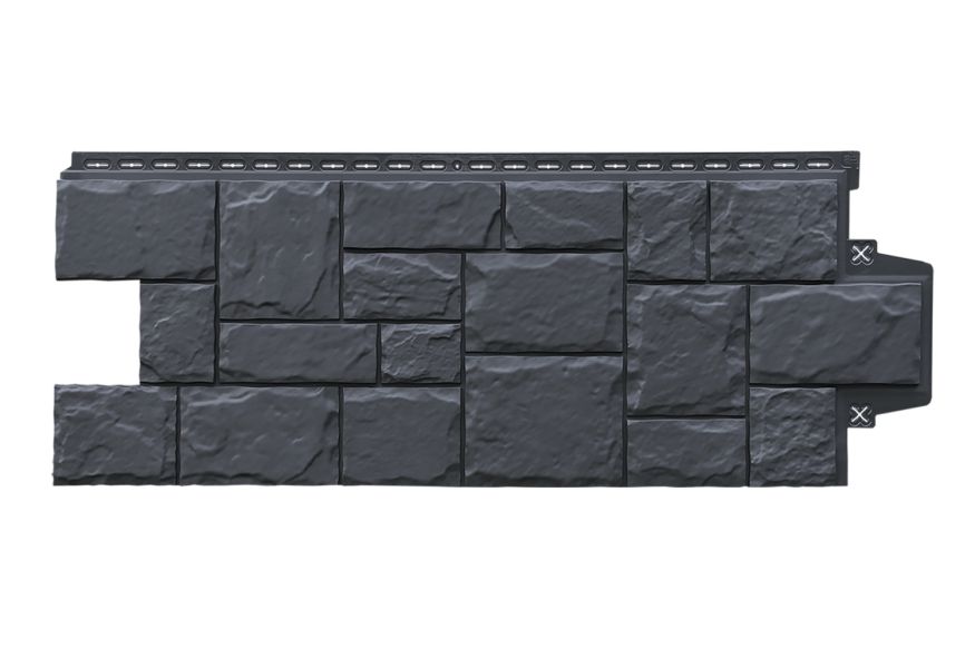 Фасадные панели Grand Line, Крупный камень Classic, Графит купить в Новороссийске