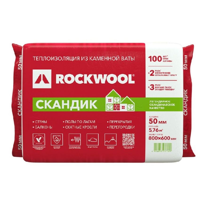 Утеплитель Лайт Баттс Скандик 50х600х800 Rockwool купить в Новороссийске