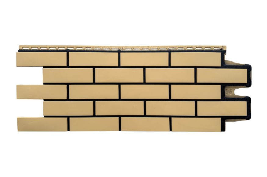 Фасадные панели Grand Line, Клинкерный кирпич Design, Песочный, шов RAL 9005  купить в Новороссийске