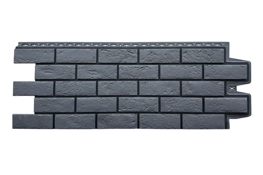Фасадная панель Grand Line, Состаренный кирпич Design, Графит, шов RAL 9005 купить в Новороссийске