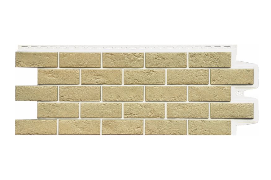 Фасадная панель Grand Line, Состаренный кирпич Design Plus, Ваниль (Белый шов) купить в Новороссийске