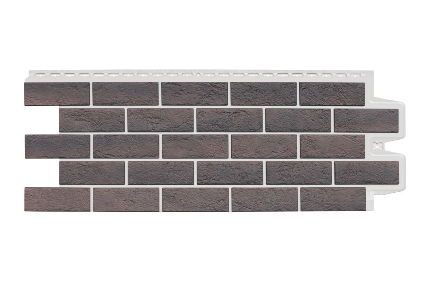 Фасадная панель Grand Line, Состаренный кирпич Design Plus, Кофе (Белый шов) купить в Новороссийске